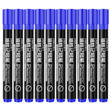 得力(deli)蓝色油性粗头记号笔物流大头笔 签名笔马克笔办公用品 10支/盒 S550