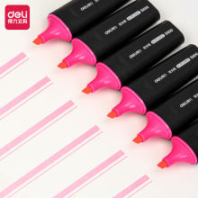 得力（deli）粉色荧光笔重点醒目标记笔 手帐可用水性记号笔10支/盒 S600