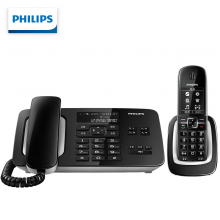 飞利浦（PHILIPS）数字无绳电话机座机家用无线子母机办公固话/电话本/黑名单/来电语音报号码DCTG492黑色
