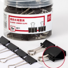 得力19mm黑色长尾夹8565(筒装)